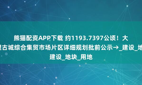熊猫配资APP下载 约1193.7397公顷！大理市大理古城综合集贸市场片区详细规划批前公示→_建设_地块_用地