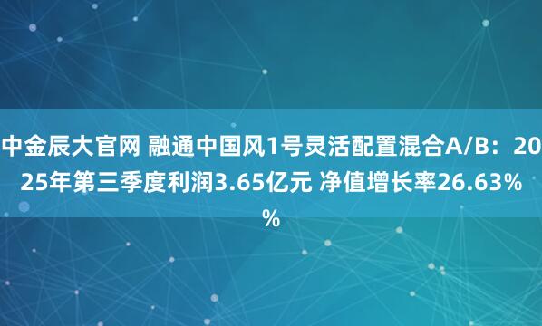 中金辰大官网 融通中国风1号灵活配置混合A/B:2025年第三季度利润3.65亿元 净值增长率26.63%