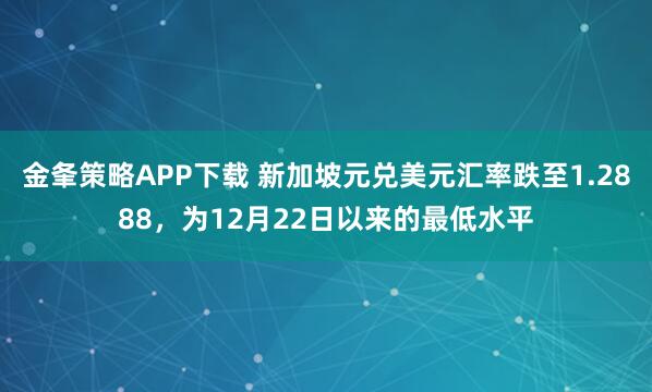 金夆策略APP下载 新加坡元兑美元汇率跌至1.2888，为12月22日以来的最低水平