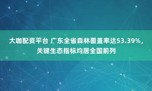 大咖配资平台 广东全省森林覆盖率达53.39%，关键生态指标均居全国前列